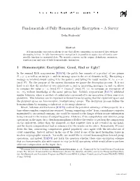 Fundamentals of Fully Homomorphic Encryption – a Survey