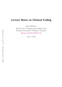 Lecture Notes on Channel Coding