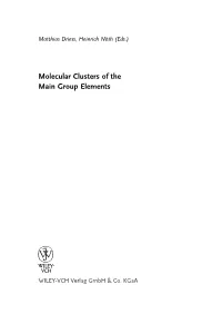Molecular Clusters of the Main Group Elements