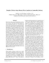 Privacy-Aware Remote Error Analysis on Commodity Software