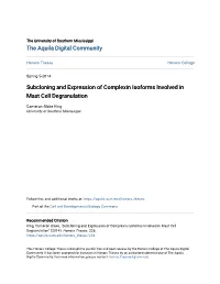 Subcloning and Expression of Complexin Isoforms Involved in Mast Cell Degranulation