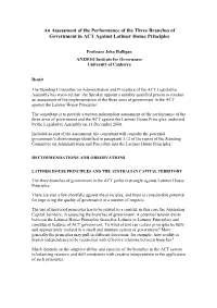 (2011), an Assessment of the Performance of the Three Branches