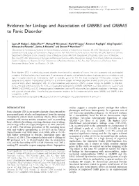 Evidence for Linkage and Association of GABRB3 and GABRA5 to Panic Disorder