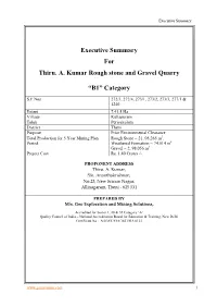 Executive Summary for Thiru. A. Kumar Rough Stone and Gravel Quarry