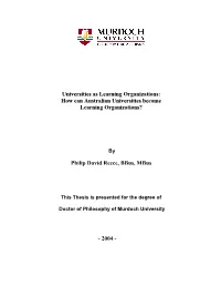 How Can Australian Universities Become Learning Organizations?