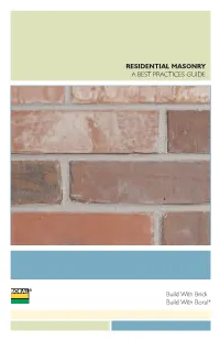 Residential Masonry a Best Practices Guide