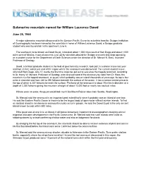 Submarine Mountain Named for William Laurence Dowd
