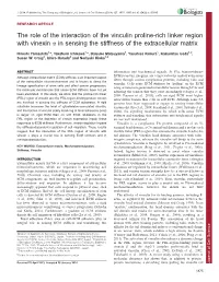 The Role of the Interaction of the Vinculin Proline-Rich Linker Region