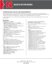 COMPUTATIONAL BIOLOGY and BIOINFORMATICS Academics