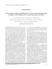 Cross-Specific Mortality and Differential Occurrence of Aberrant Phenotypes in Tadpoles of the Pelophylax Kl