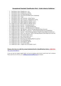 Occupational Standard/ Qualification Pack – Under Industry Validation