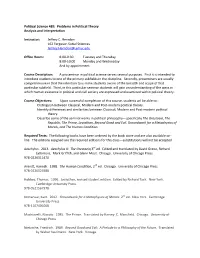 Political Science 489: Problems in Political Theory Analysis and Interpretation