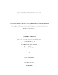 Recovering the Historical Practice of Delayed Baptism and Pre-Baptismal Instruction for the Purpose of Restoring