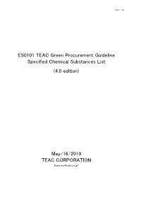 Specified Chemical Substances List 4.0 Edition