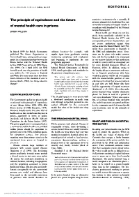 The Principle of Equivalence and the Future of Mental Health Care in Prisons
