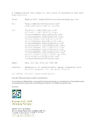 A Communication Via E-Mail to the Board of Recreation and Park