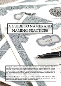 A Guide to Names and Naming Practices