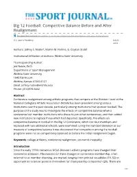 Big 12 Football: Competitive Balance Before and After Realignment