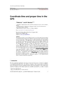Coordinate Time and Proper Time in the GPS
