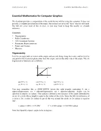 Essential Mathematics for Computer Graphics