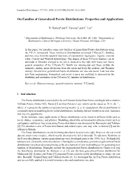 On Families of Generalized Pareto Distributions: Properties and Applications
