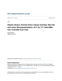Stephen Harrison, Victorian Horace: Classics and Class