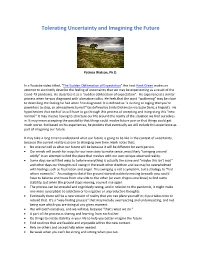Tolerating Uncertainty and Imagining the Future