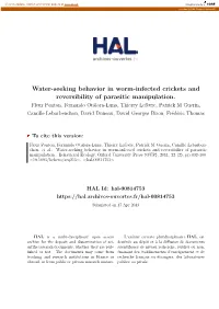 Water-Seeking Behavior in Worm-Infected Crickets and Reversibility of Parasitic Manipulation