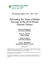 Working Paper No. 2011-20 Estimating the Value of Medal