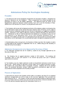 Admissions Policy for Accrington Academy