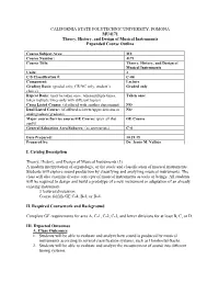 CALIFORNIA STATE POLYTECHNIC UNIVERSITY, POMONA MU4171 Theory, History, and Design of Musical Instruments Expanded Course Outline