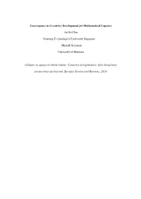 Convergence in Creativity Development for Mathematical Capacity