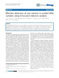 Effective Detection of Rare Variants in Pooled DNA Samples Using Cross