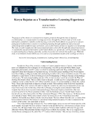 Koryu Bujutsu As a Transformative Learning Experience