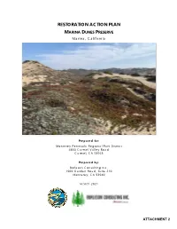 RESTORATION ACTION PLAN MARINA DUNES PRESERVE Marina, California