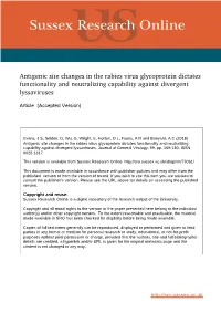 Antigenic Site Changes in the Rabies Virus Glycoprotein Dictates Functionality and Neutralizing Capability Against Divergent Lyssaviruses