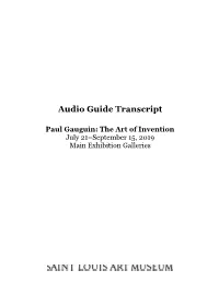 Audio Guide Transcript Paul Gauguin