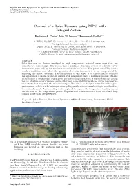 Control of a Solar Furnace Using MPC with Integral Action