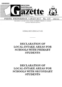 Declaration of Local-Intake Areas for Schools with Primary Students