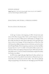 Manx Gaelic and Physics, a Personal Journey, by Brian Stowell