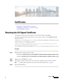 Retaining the CA Signed Certificate