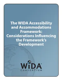 The WIDA Accessibility and Accommodations Framework