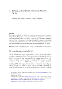 3. I.Sicily. an Epidoc Corpus for Ancient Sicily