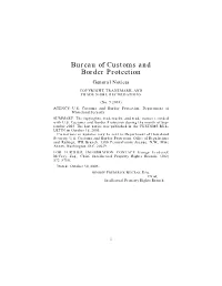 Bureau of Customs and Border Protection General Notices