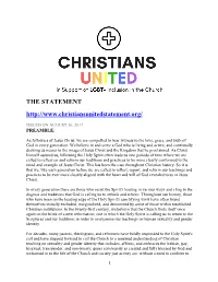 Christians United Statement