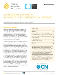 GHG Mitigation in Australia: an Overview of the Current Policy Landscape