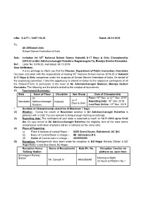 Mno. SGFI / 0497 /19-20 Dated:-06.10.2019 To, All Affiliated