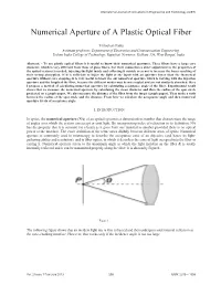 Numerical Aperture of a Plastic Optical Fiber