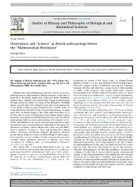 Observation and ``Science'' in British Anthropology Before