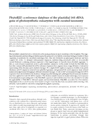 Phytoref: a Reference Database of the Plastidial 16S Rrna Gene of Photosynthetic Eukaryotes with Curated Taxonomy